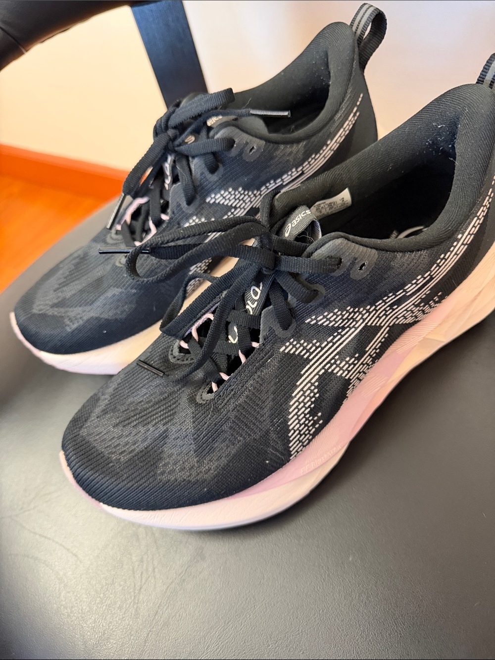 USED ASICS Women's Black and Pink Mesh Running Sneakers